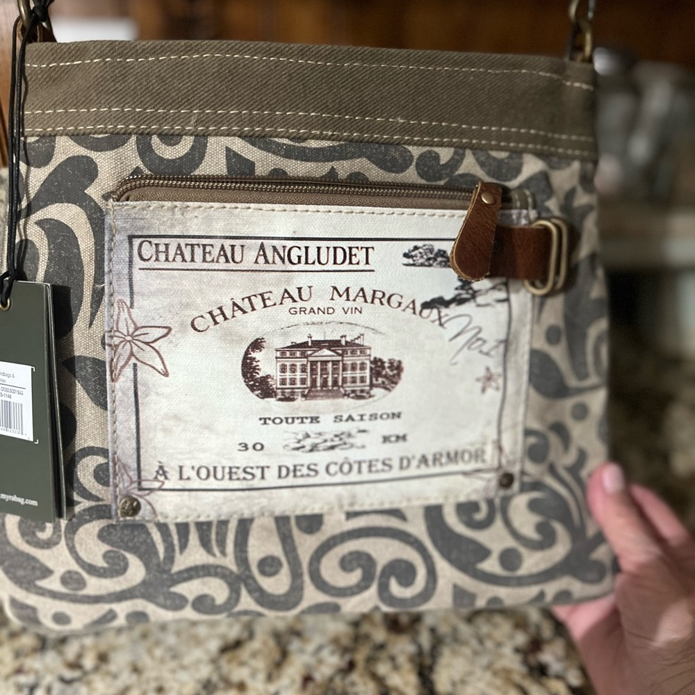 Myra Bag Taupe and Beige Canvas Handbag